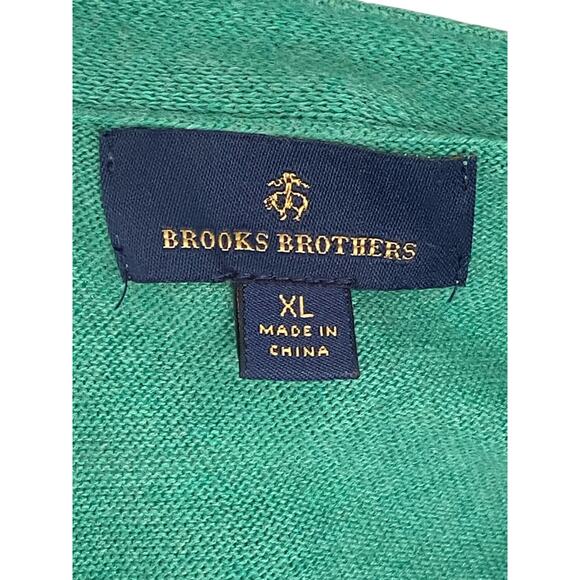 Brooks Brothers 100% Combed Cotton Green Cardigan 5-Button Sweater Size XL - Picture 9 of 9